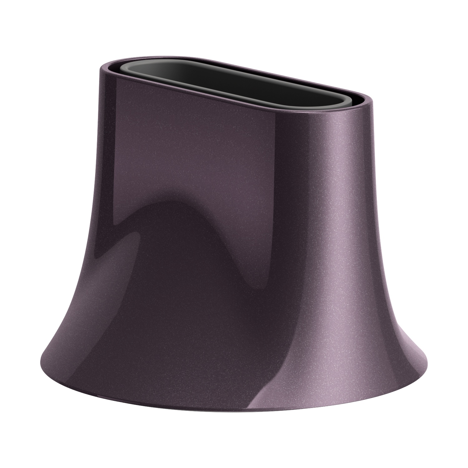 Ugello asciugacapelli grigio scuro finitura lucida leggermente granulosa, forma a campana.