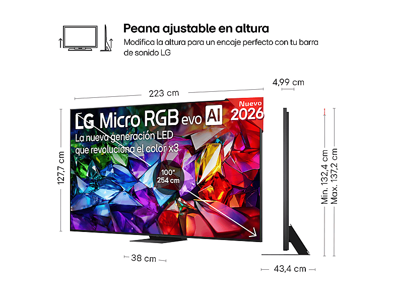TV RGB Micro LED 100" - LG 100MRGB96B6, UHD 4K, Procesador Inteligente α11 AI Processor 4K Gen3, Smart TV, DVB-T2 (H.265), Negro – imagen 2