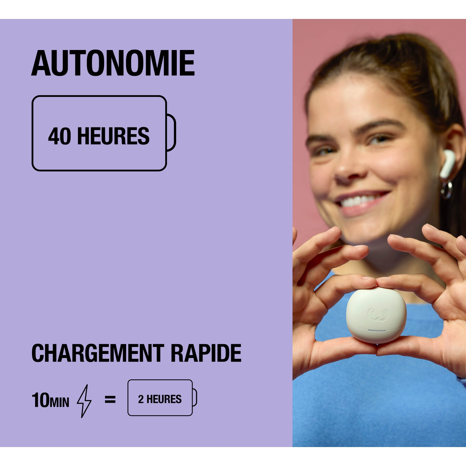 Autonomie 40 heures, 10 min de charge = 2 heures.