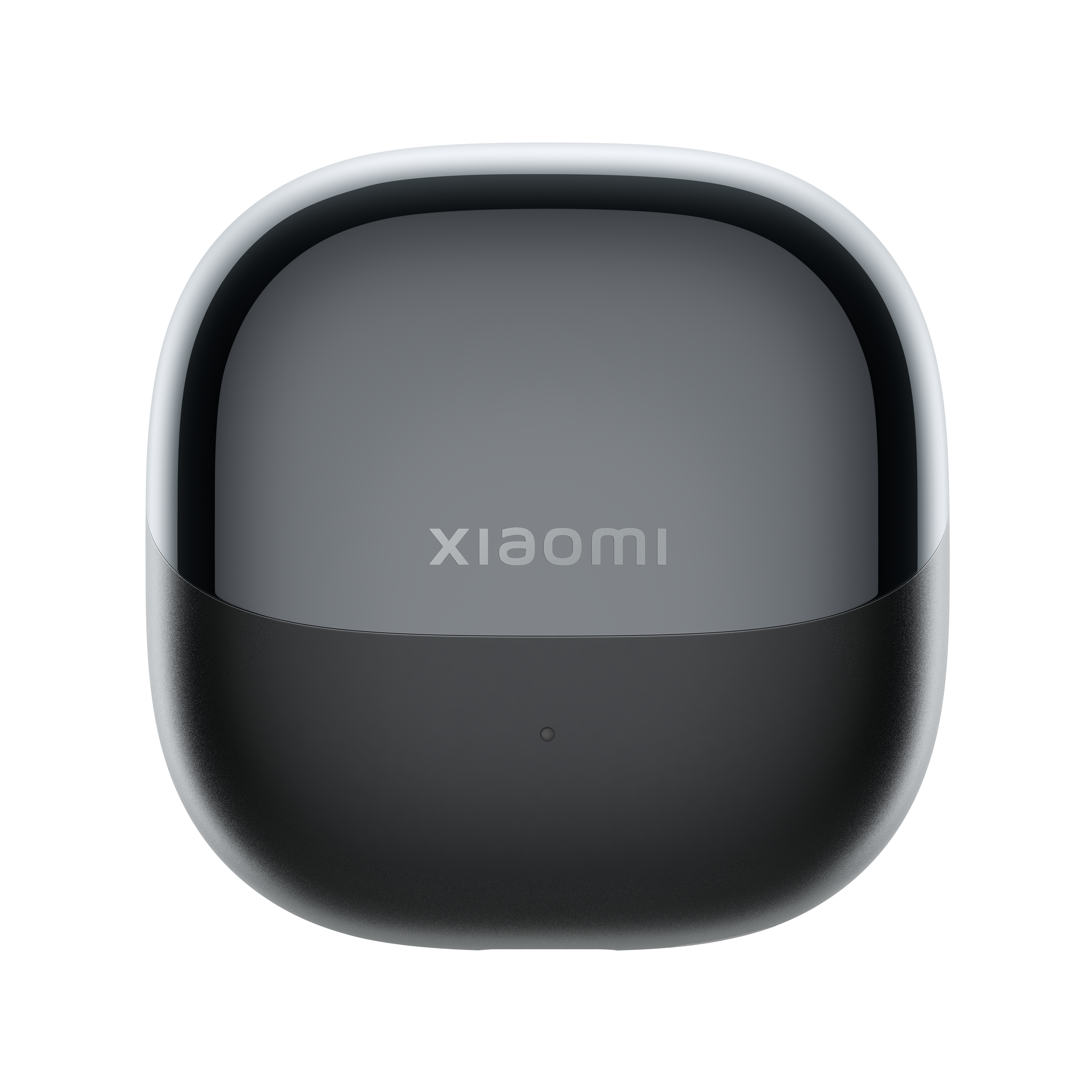 Czarne etui ładujące Xiaomi do słuchawek bezprzewodowych, ze srebrną pokrywką.