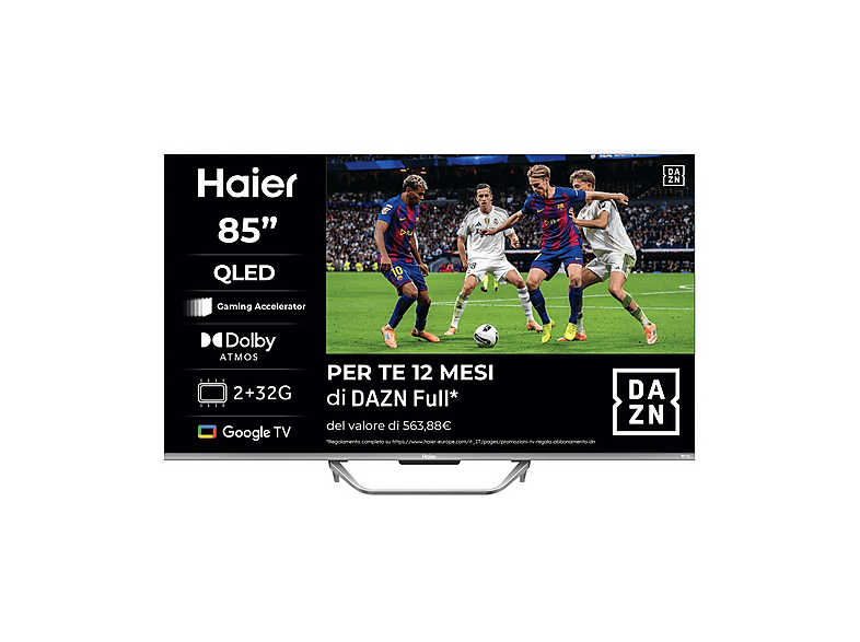 Haier H85Q80FUX 4K Ultra HD Smart TV 85" (Grigio)