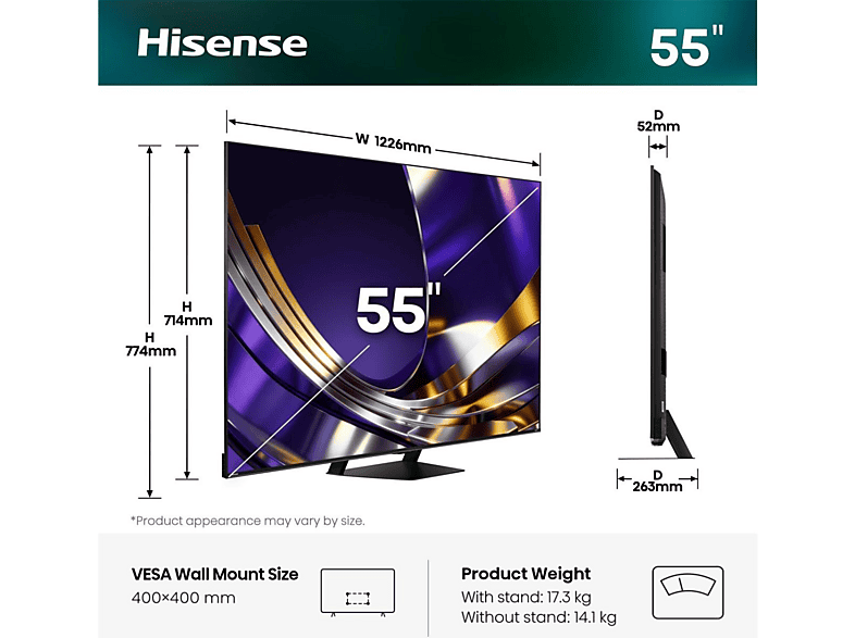 Hisense 55U7S pro (2026) 55 Zoll ULED MiniLED Smart TV 4K 165 Hz; LED TV — Foto 4 von 5