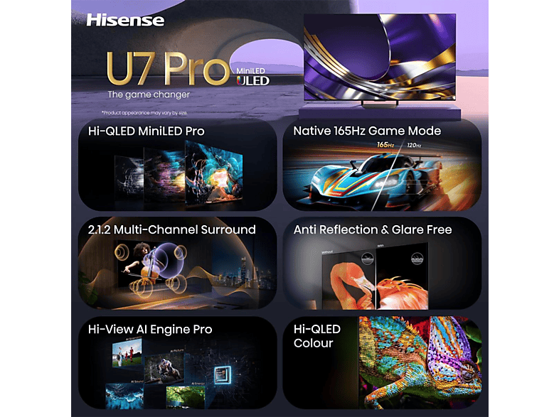 Hisense 55U7S pro (2026) 55 Zoll ULED MiniLED Smart TV 4K 165 Hz; LED TV — Foto 5 von 5
