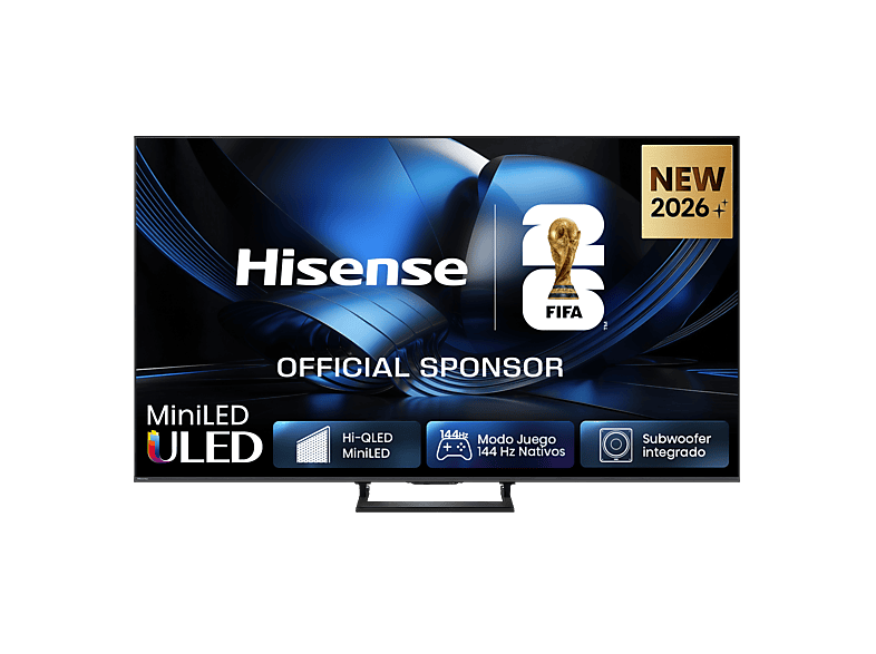 TV Mini LED 85" - Hisense 85U7SE, UHD 4K, 144 Hz Nativos, Subwoofer integrado, Diseño Slim, Negro