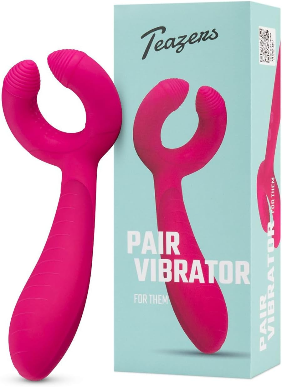 Un vibromasseur rose à côté d'une boîte "Pair Vibrator".