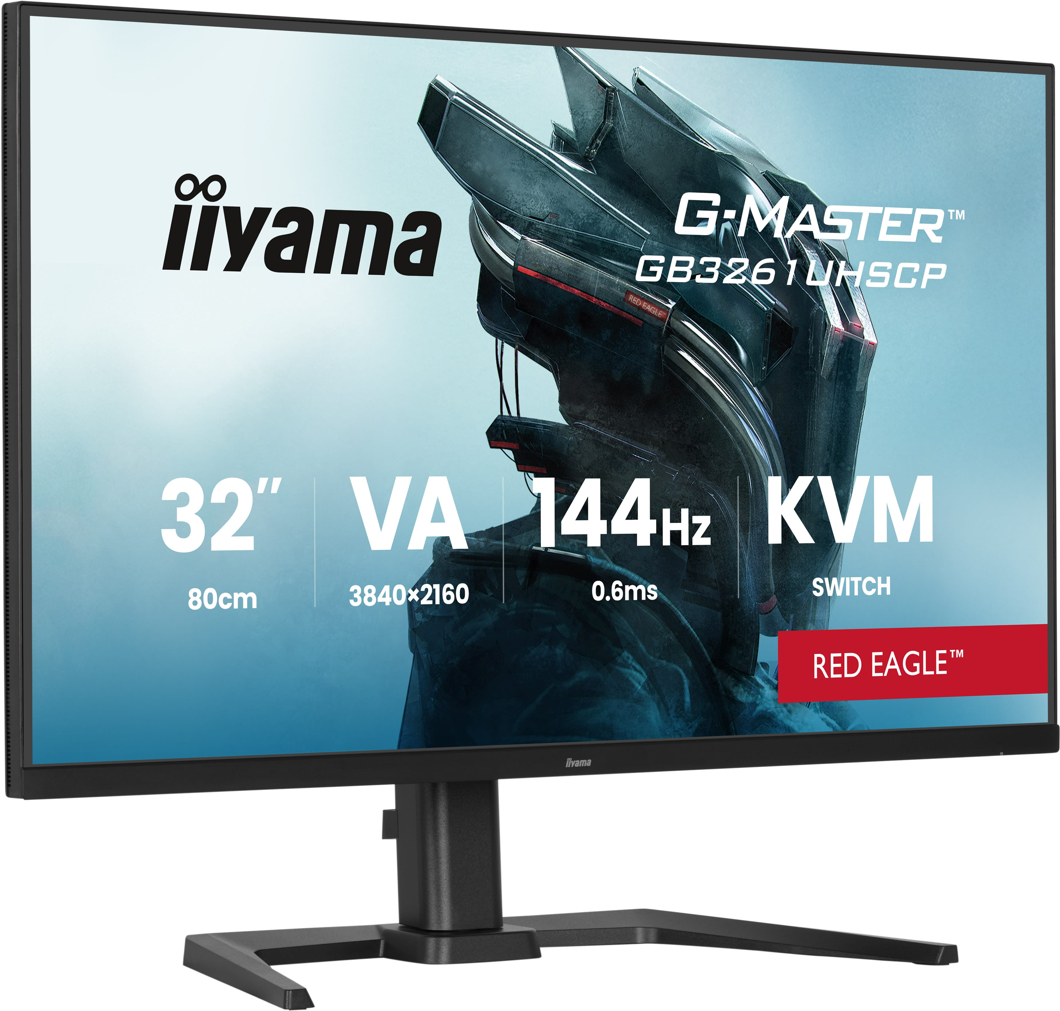 Monitor 32-calowy 144Hz, rozdzielczość 3840x2160, czas reakcji 0,6ms.