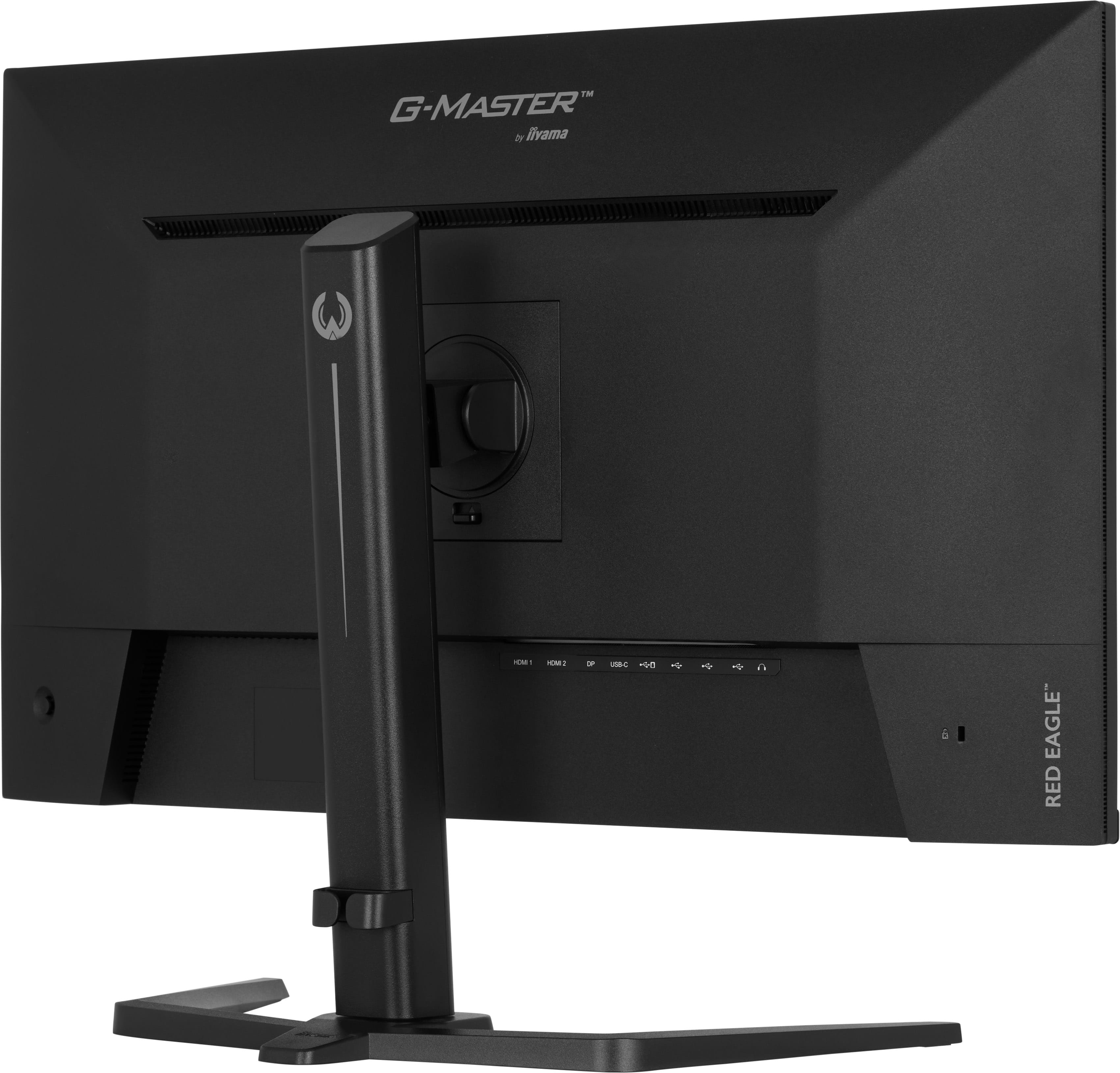 Tył czarnego monitora z logo G-MASTER i portami.