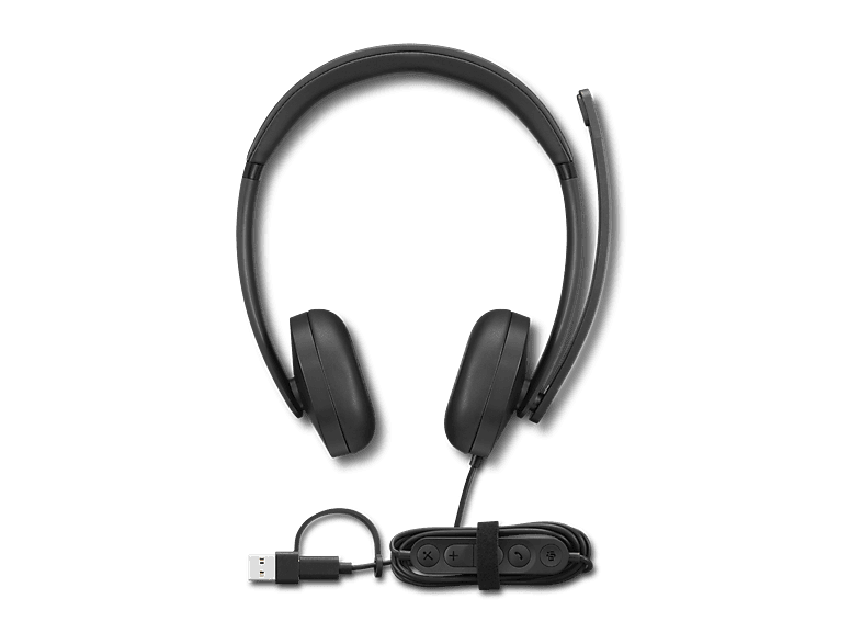 Auriculares - Lenovo Wired VoIP Headset 5000 Profesionales, Negro