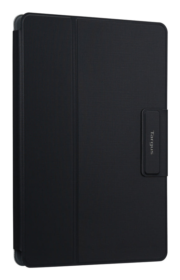 Funda negra para tableta con logo de Targus, sobre fondo blanco.