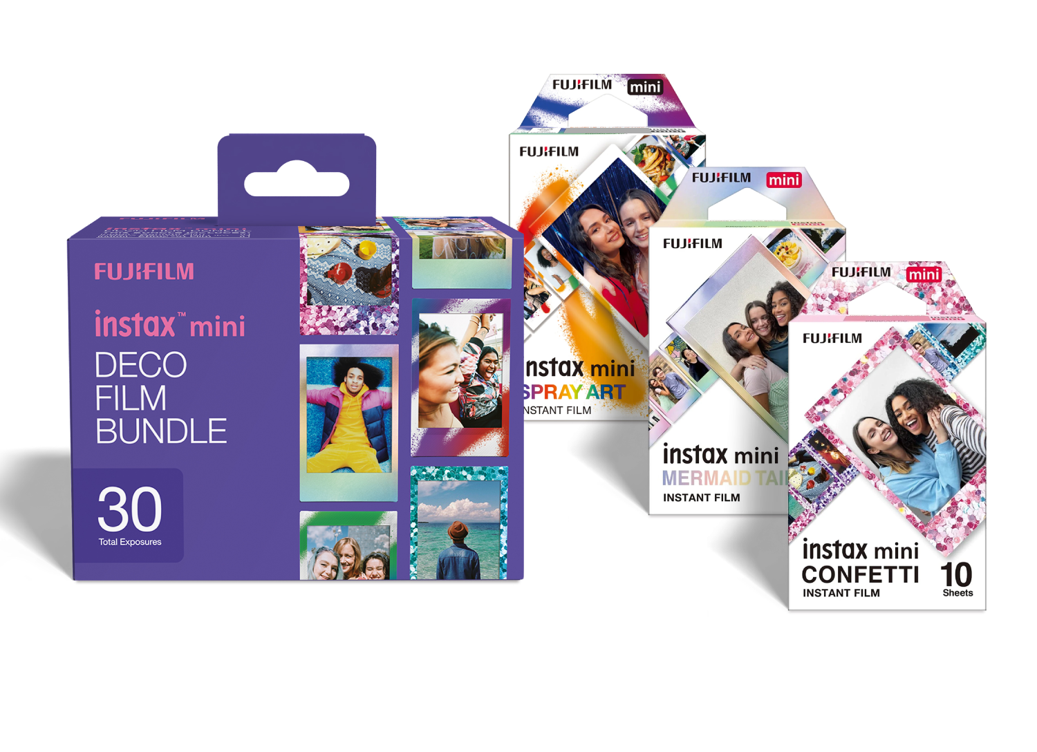 Paquete de película FUJIFILM Instax Mini Deco con 30 exposiciones y más.