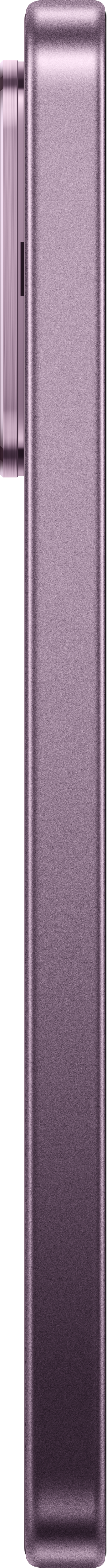 Egy fém, téglalap alakú, lila power bank USB porttal.