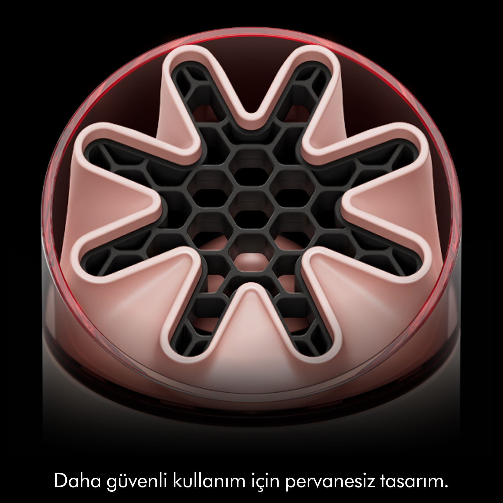 Siyah petekli ızgara uçlu pembe difüzör.