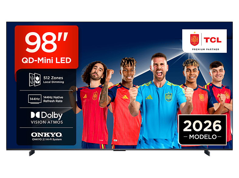 TV QD-Mini LED 98" - TCL 98P8L, UHD 4K, AiPQ Pro Processor, Smart TV, DVB-T2, Negro