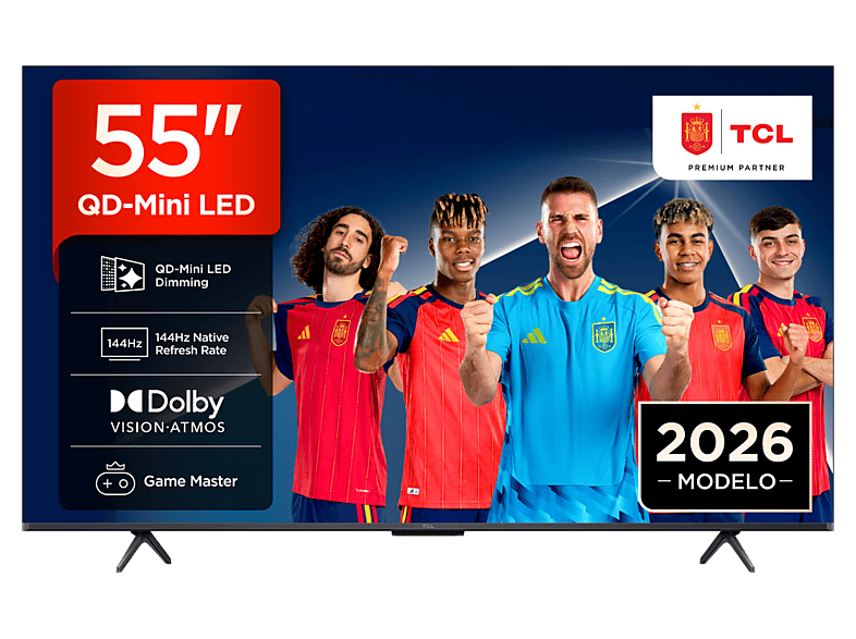 TV QD-Mini LED 55" - TCL 55P8L, UHD 4K, AiPQ Pro Processor, Smart TV, DVB-T2, Negro