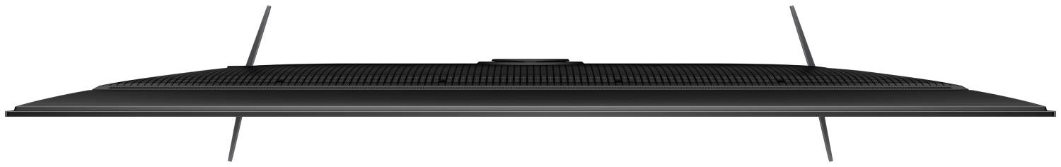 Vista superior de un televisor negro con dos patas y antenas.