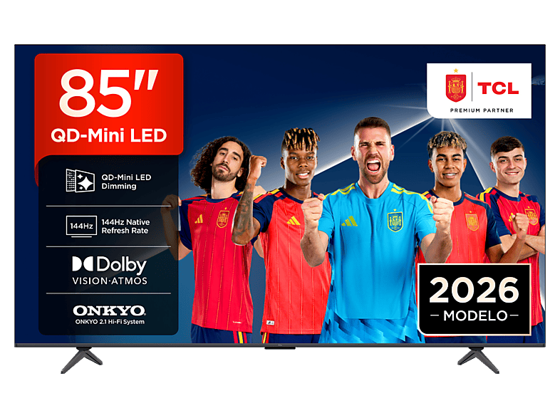 TV QD-Mini LED 85" - TCL 85P8L, UHD 4K, AiPQ Pro Processor, Smart TV, DVB-T2, Negro