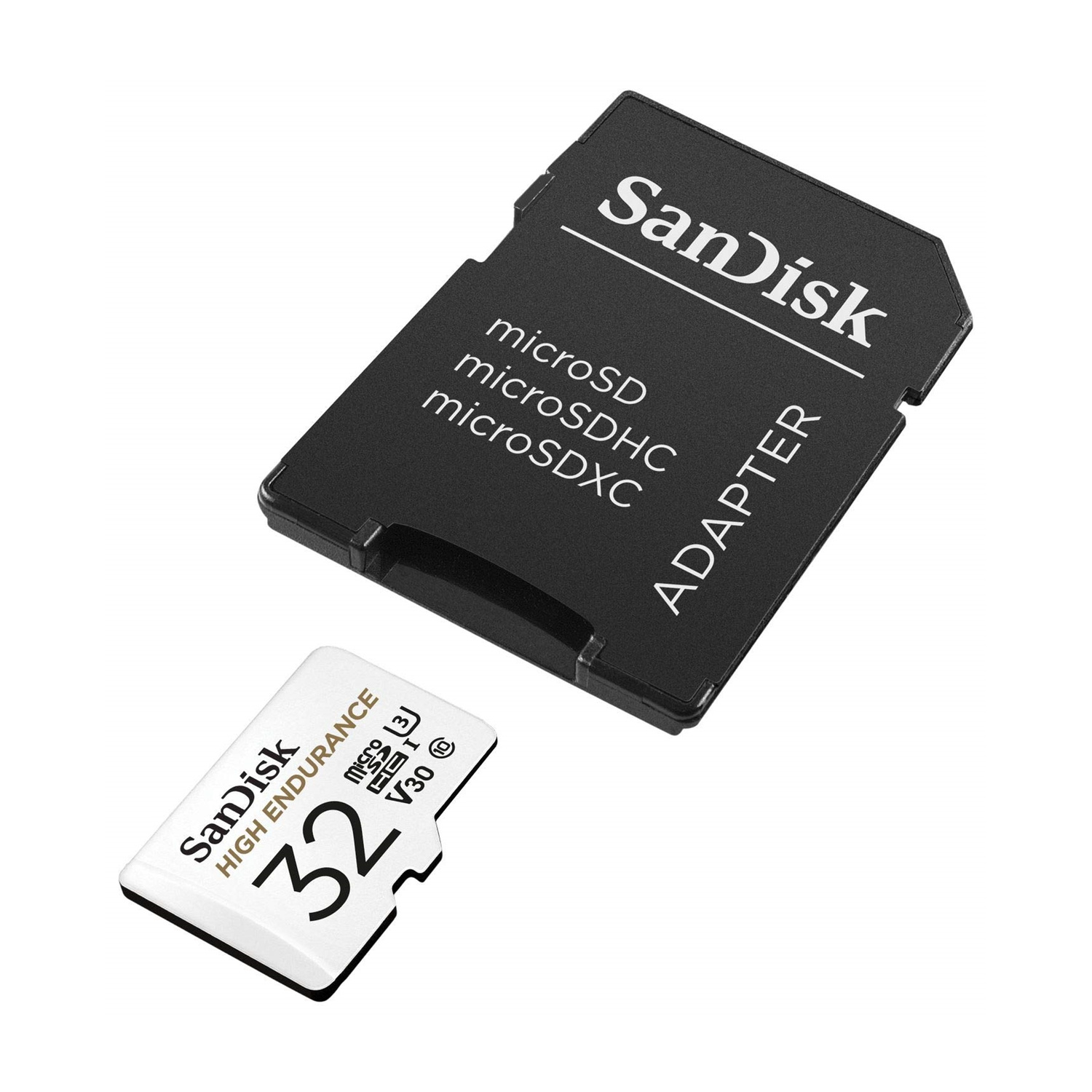 Scheda microSD SanDisk da 32GB con adattatore, High Endurance, V30.