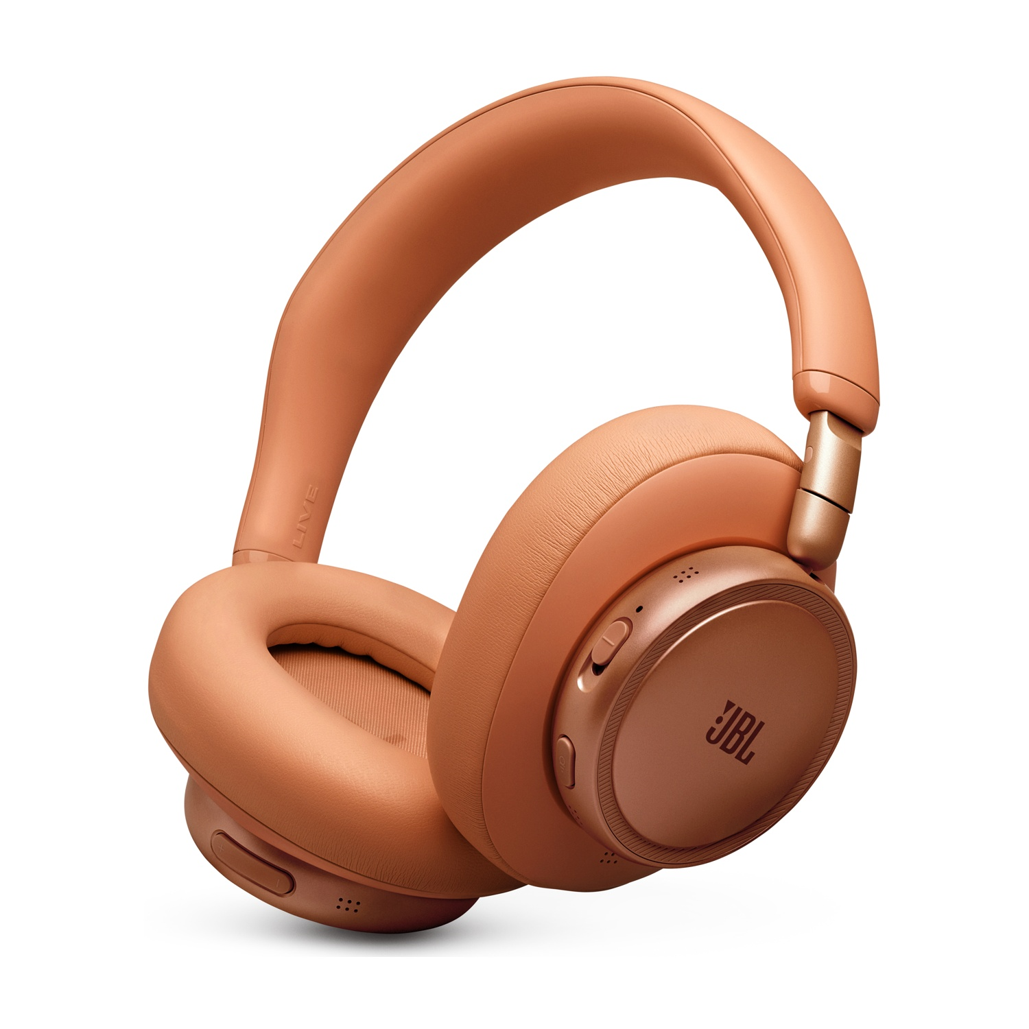 Cuffie arancioni con logo JBL e padiglioni imbottiti.