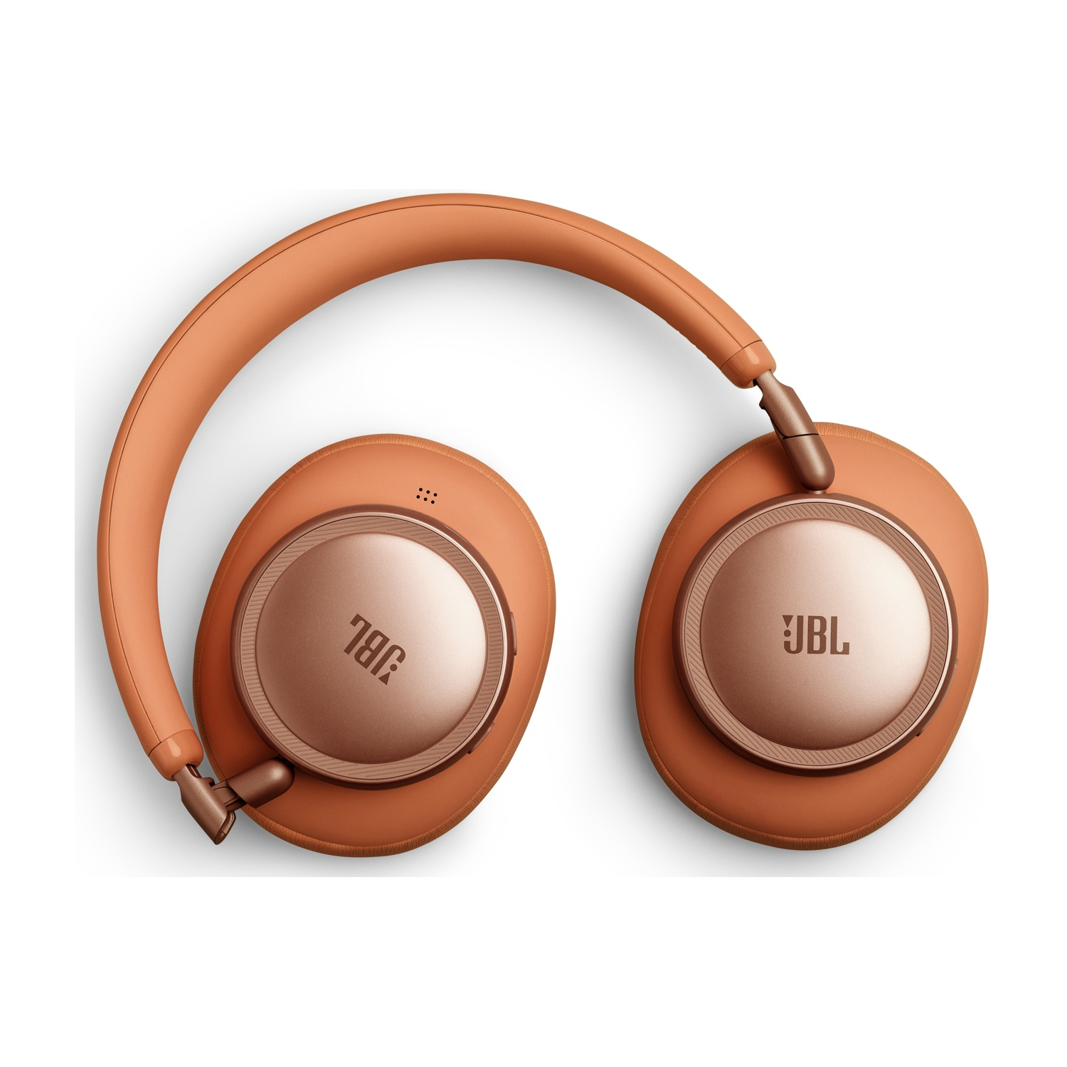 Cuffie JBL arancioni con accenti color rame su sfondo bianco.