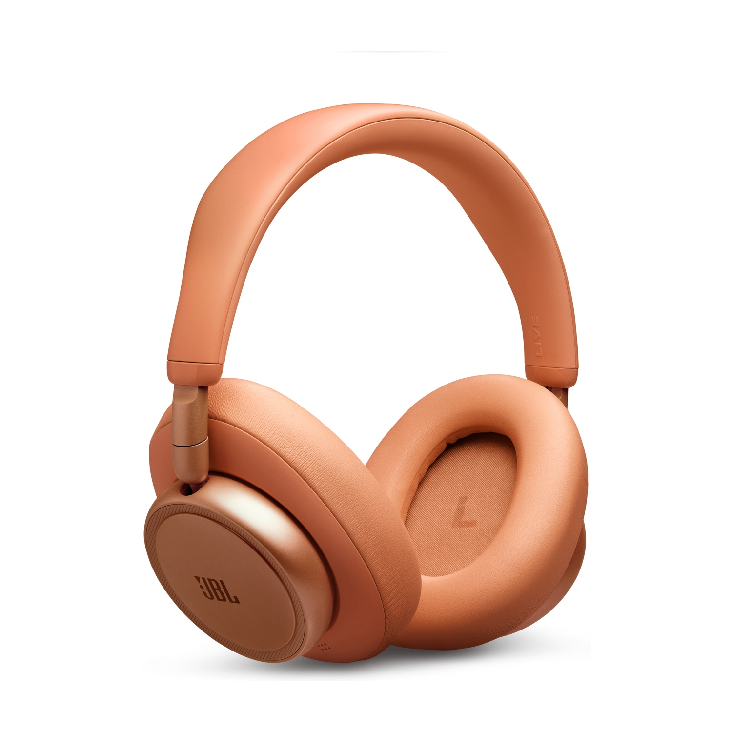 Cuffie JBL arancioni con padiglioni imbottiti, su sfondo bianco.