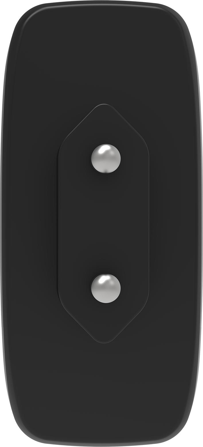Schwarzes Armband mit zwei silbernen Nieten in der Mitte.