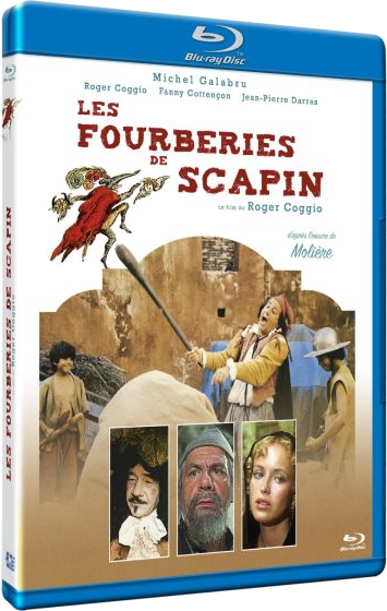 Couverture Blu-ray "Les Fourberies de Scapin" avec scènes et acteurs du film.