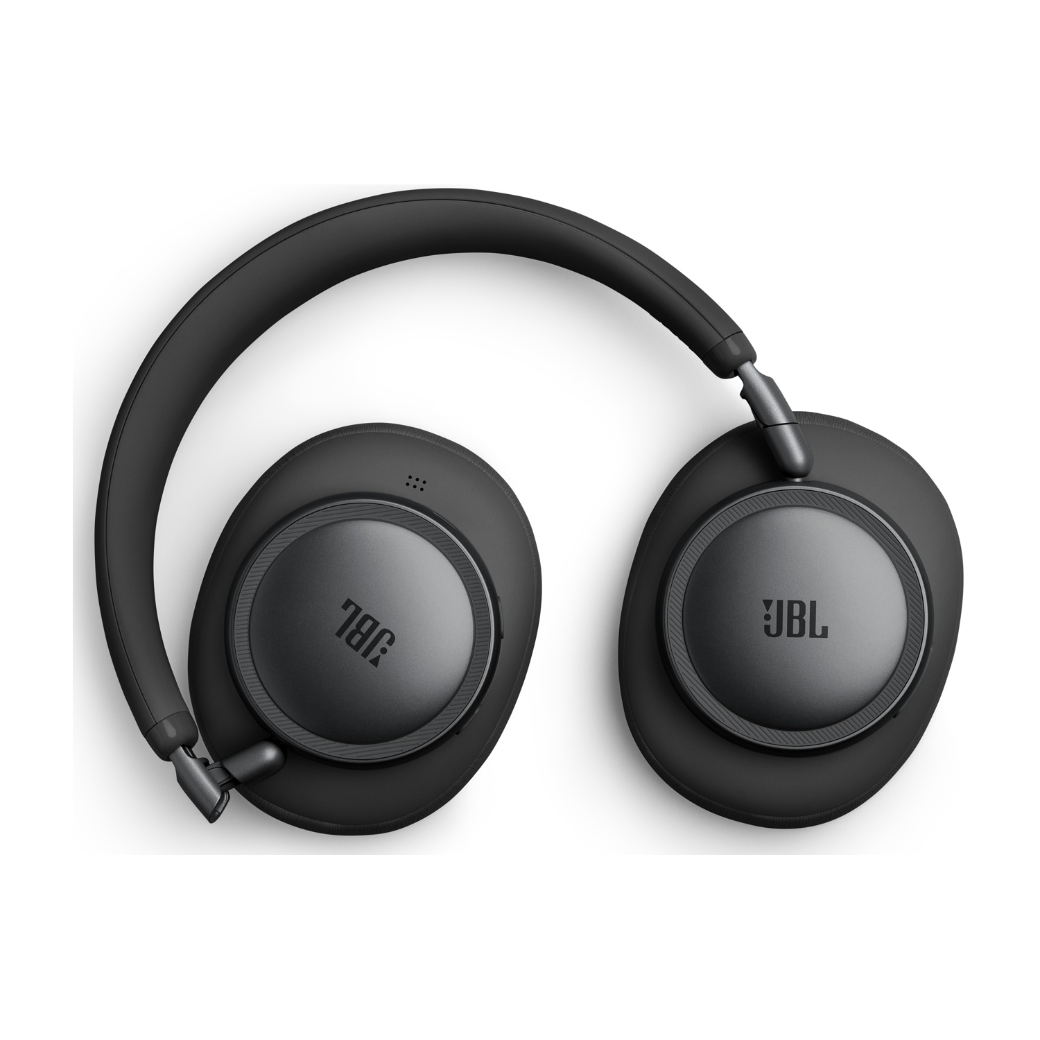 Cuffie JBL nere con archetto imbottito e padiglioni rotondi.