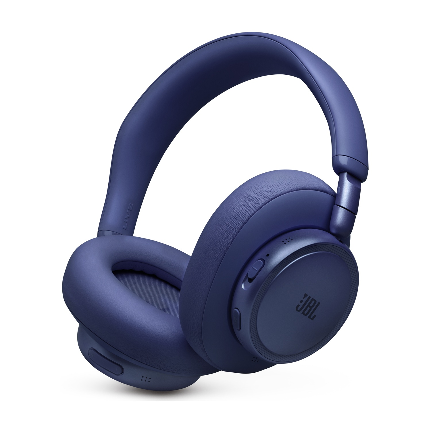 Cuffie JBL blu scuro con padiglioni e archetto imbottiti.