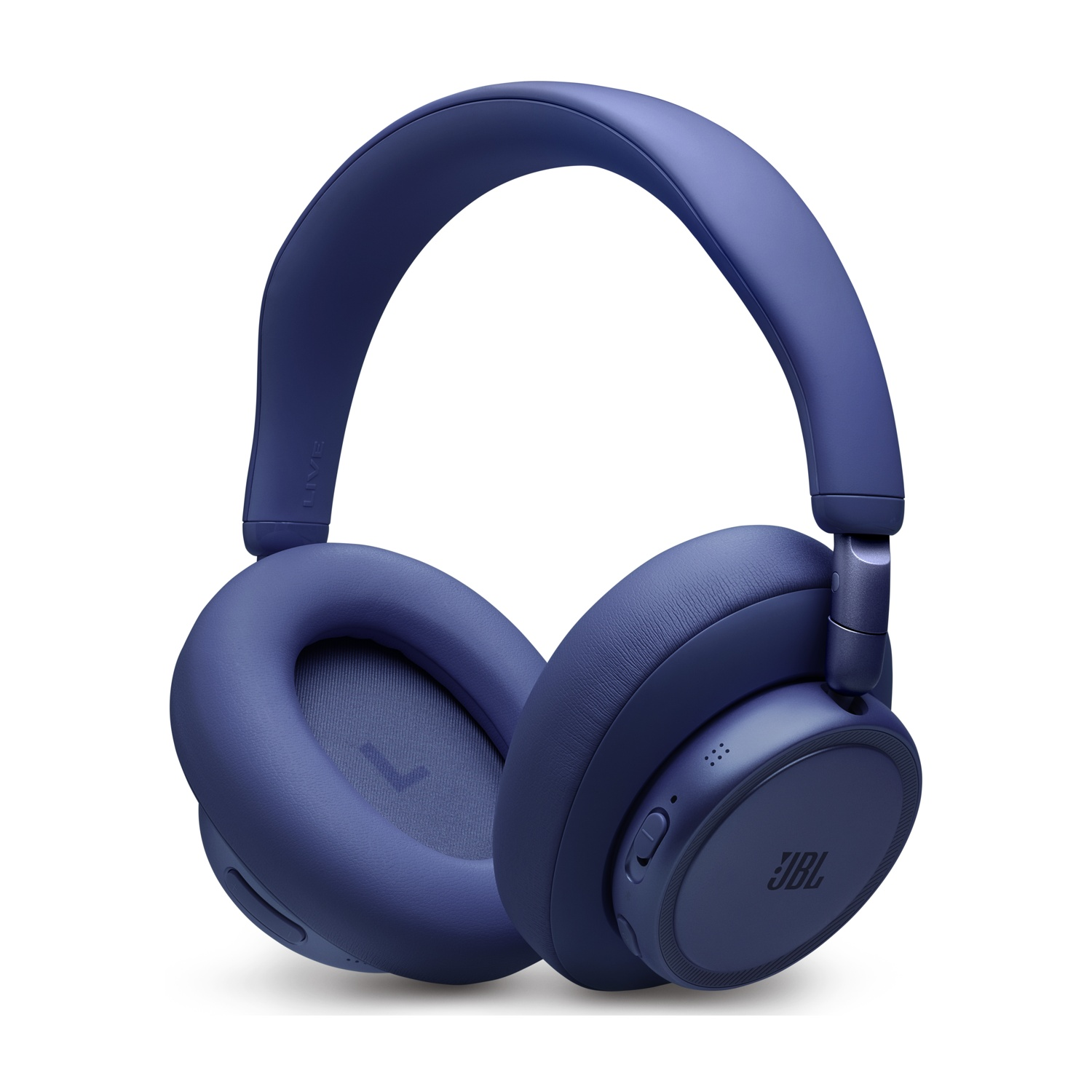 Cuffie sovraurali blu scuro con padiglioni morbidi e archetto regolabile.