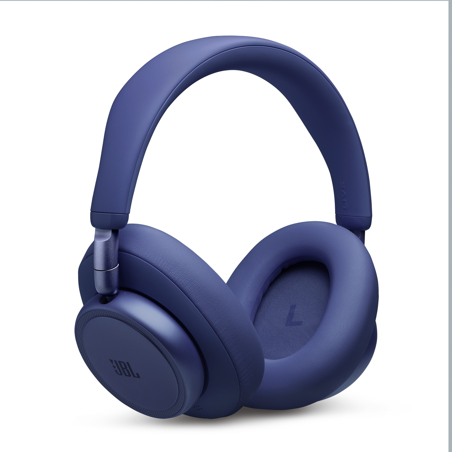 Cuffie JBL blu scuro con padiglioni e archetto imbottiti.