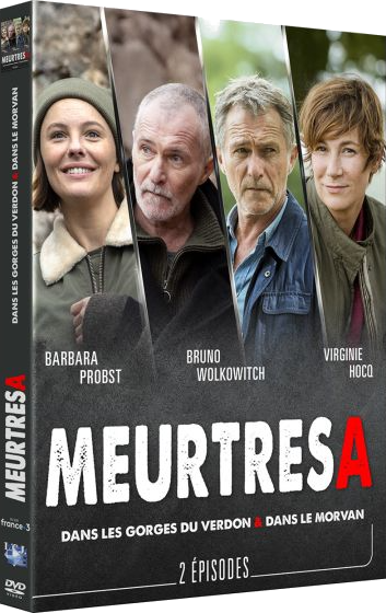 Couverture DVD avec quatre portraits d'acteurs et le titre 'Meurtres'.