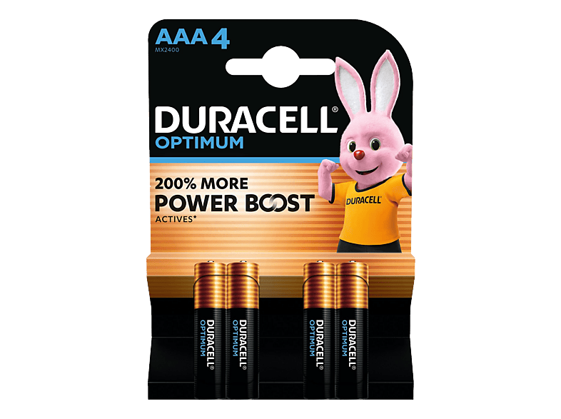 DURACELL Optimum AAA Batterie, Alkaline, 1.5 V 4 Stück