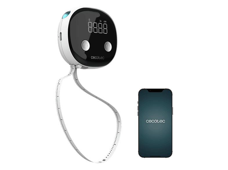 Báscula analizador de fitness - Cecotec Surface Precision Body, Bluetooth, Pantalla LED, App, Ajuste automático, Batería, Blanco