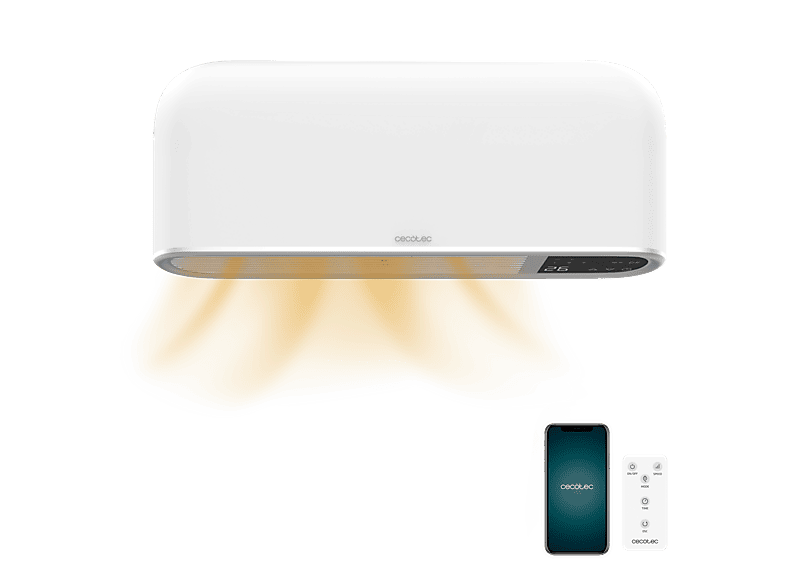 Calefactor cerámico - Cecotec ReadyWarm 2000 Max Box Ceramic Connected, W, WiFi, IP22, 20 m², Pantalla LED, Temporizador 9 h, Blanco