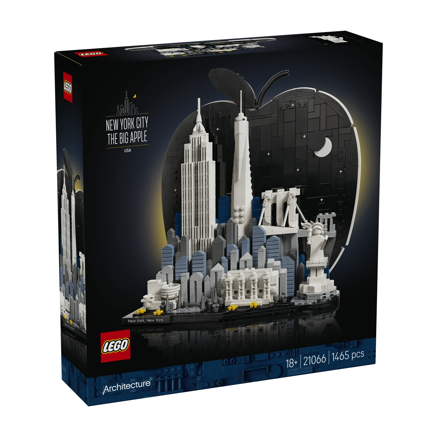 Confezione LEGO con la Statua della Libertà e l'Empire State Building a New York.