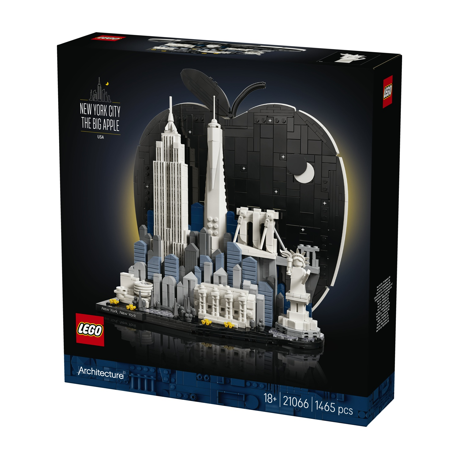 Modello LEGO skyline New York con Empire State Building e Statua della Libertà.