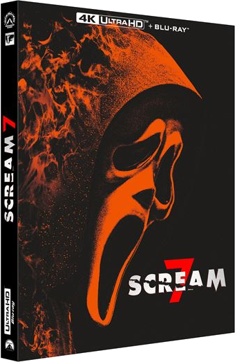 La couverture présente un masque Scream orange sur fond noir avec des flammes.