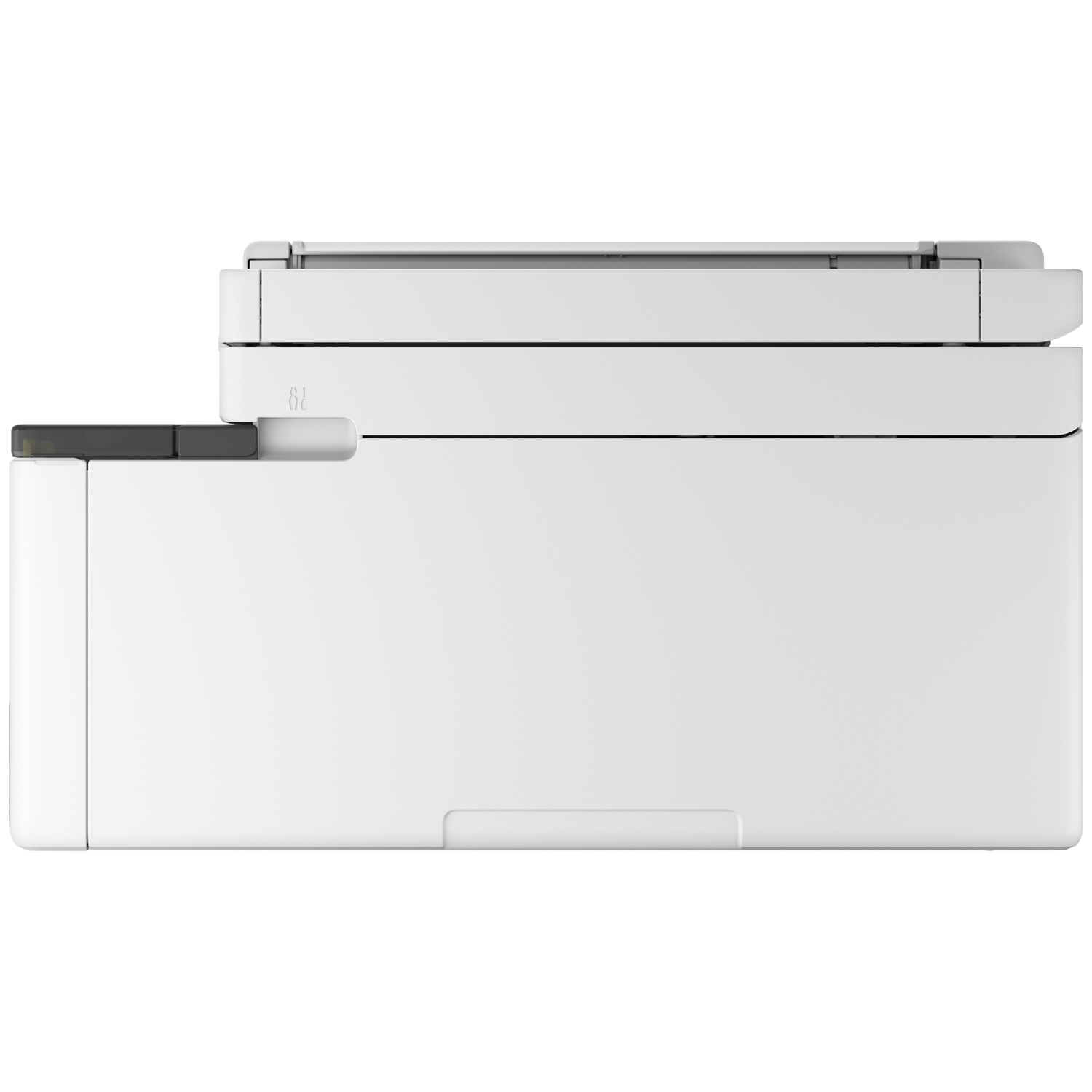 White printer with dark grip and paper tray.