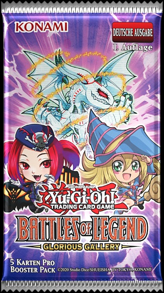Yu-Gi-Oh! Booster Pack mit Drachen und Anime-Figuren. Deutsche Ausgabe.