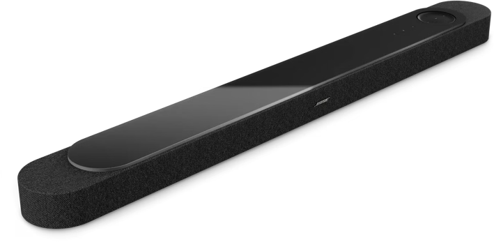 Fekete Bose soundbar sima tetővel és szövet oldallal.