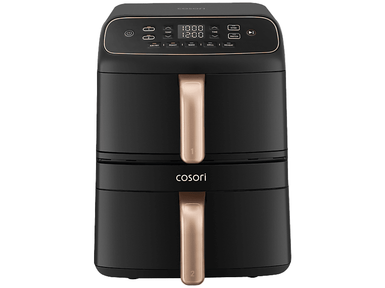 Cosori Turbo Tower Compact - Heteluchtfriteuse Zwart 86 L 2630 W Aantal Frituurmanden: 2