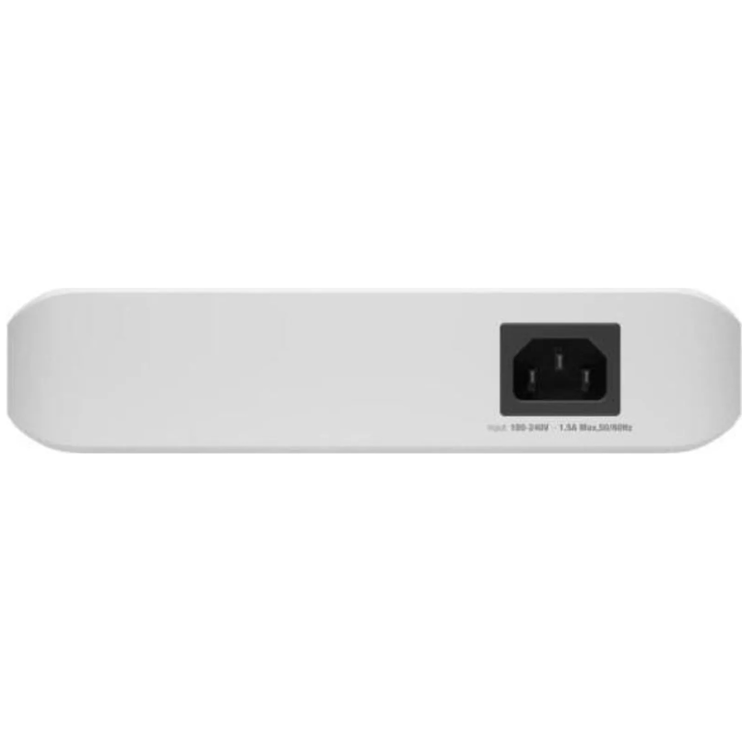 Un appareil blanc avec un connecteur d'alimentation noir à l'arrière.