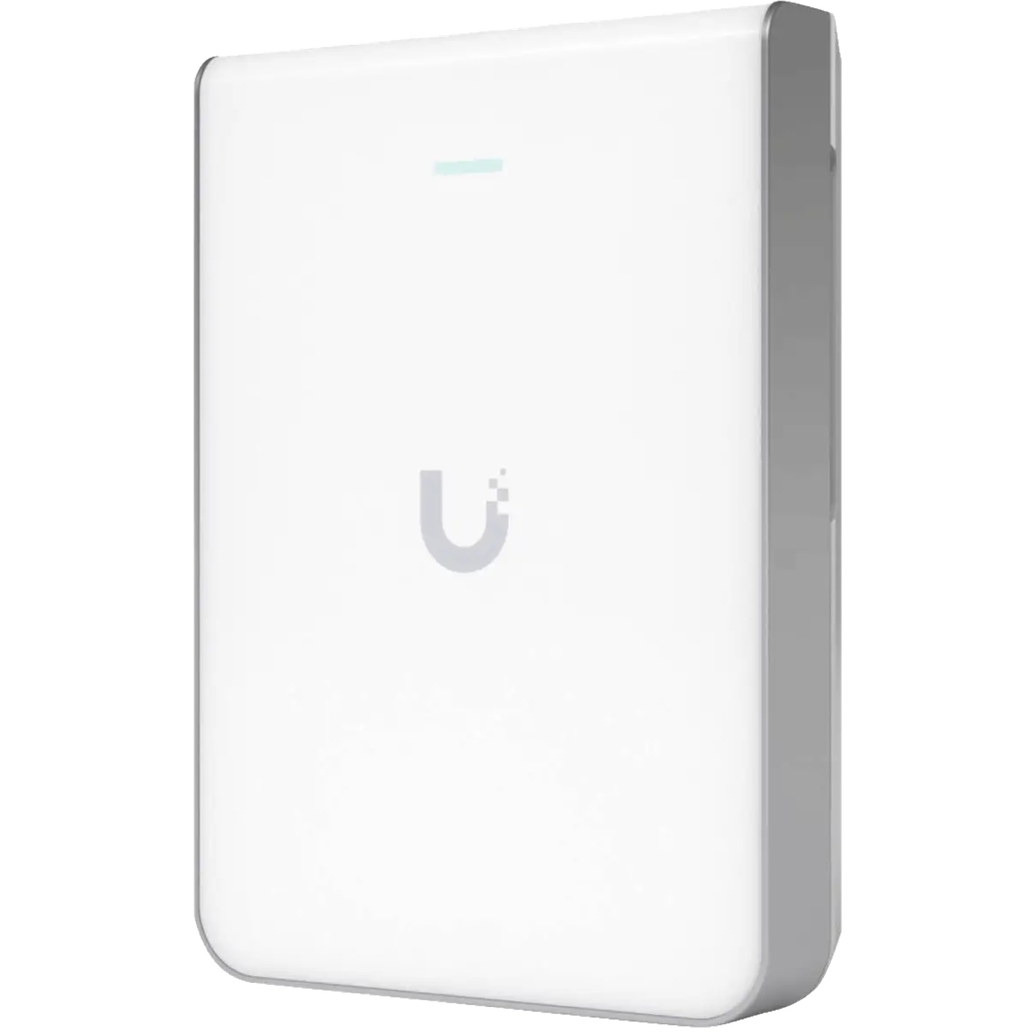 A white device with a gray edge and a blue logo.