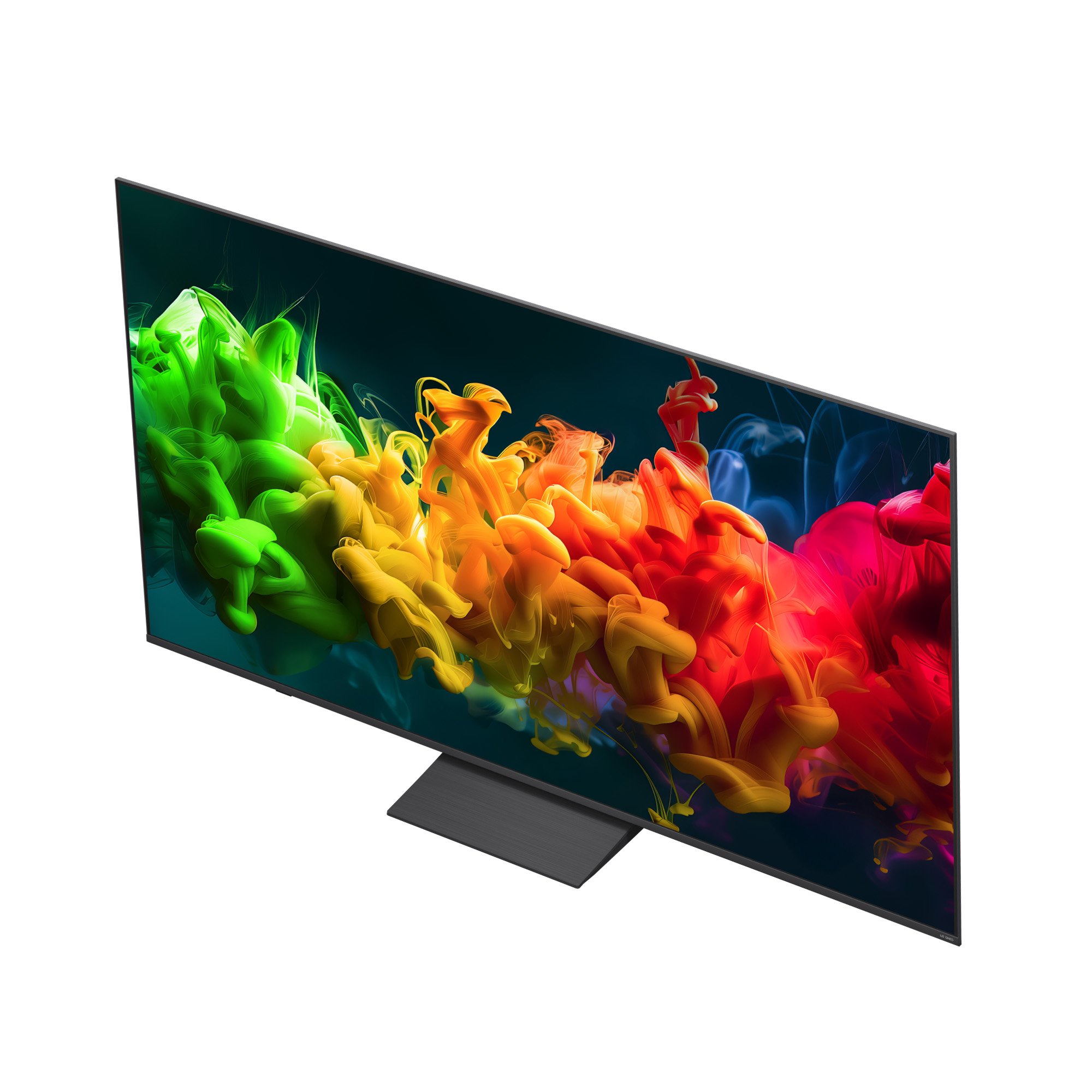 Un televisor que muestra un degradado de color vibrante de verde a amarillo a rojo.