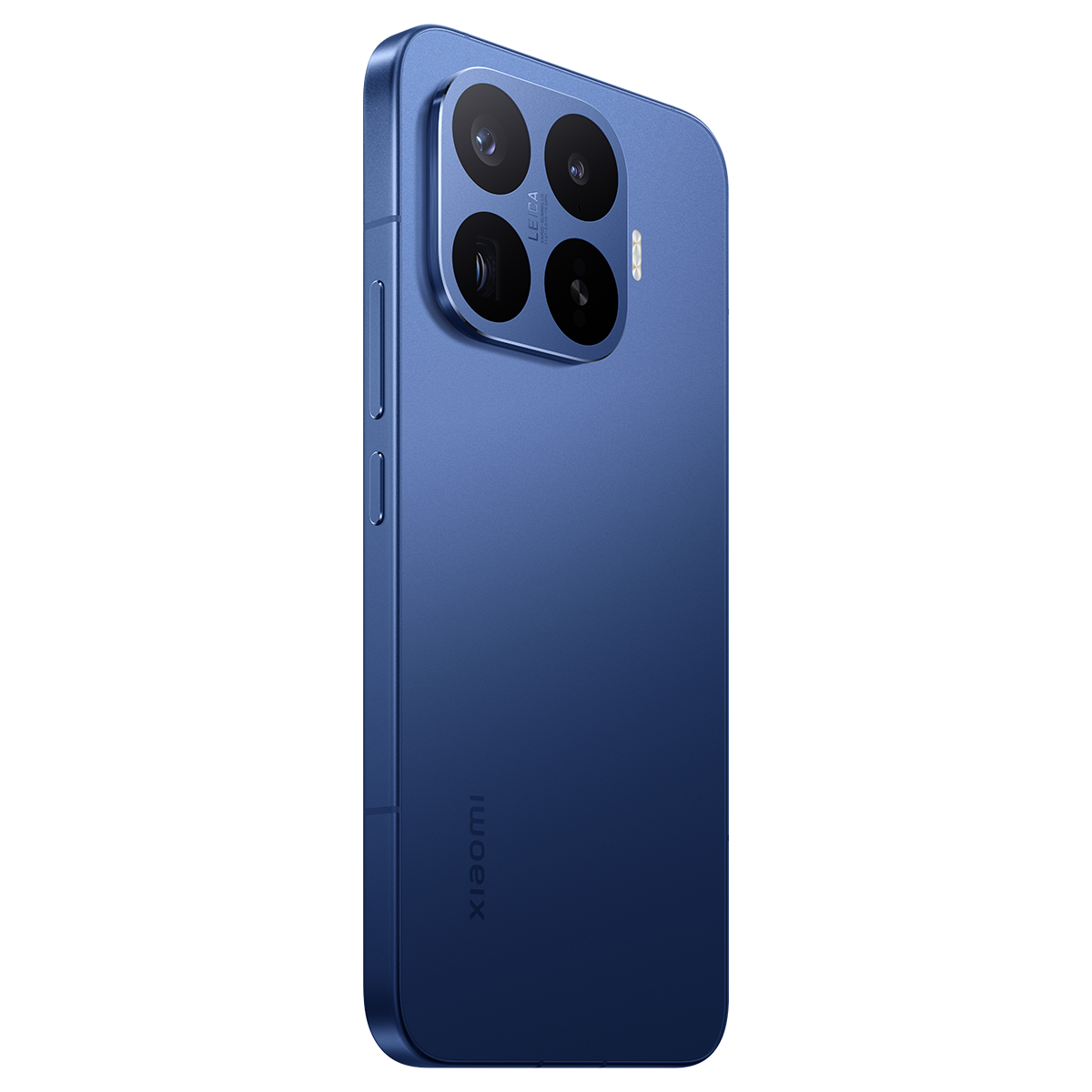 Arkada dört kamera ve 'Xiaomi' logosu bulunan mavi bir Xiaomi akıllı telefon.
