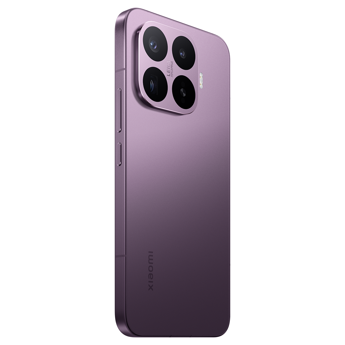 Leica kamera sistemli mor Xiaomi akıllı telefon, beyaz arka plan üzerinde.