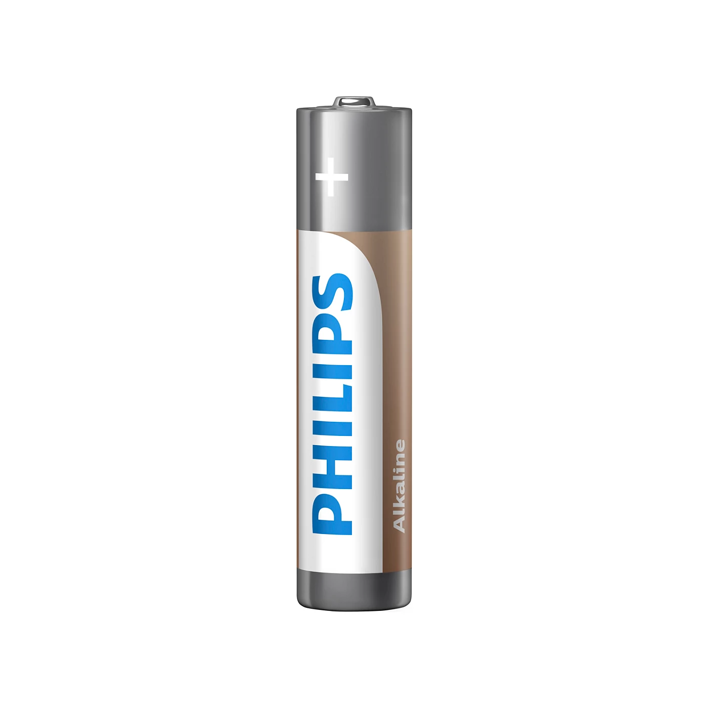 Kahverengi bantlı gümüş Philips Alkaline AA pil.