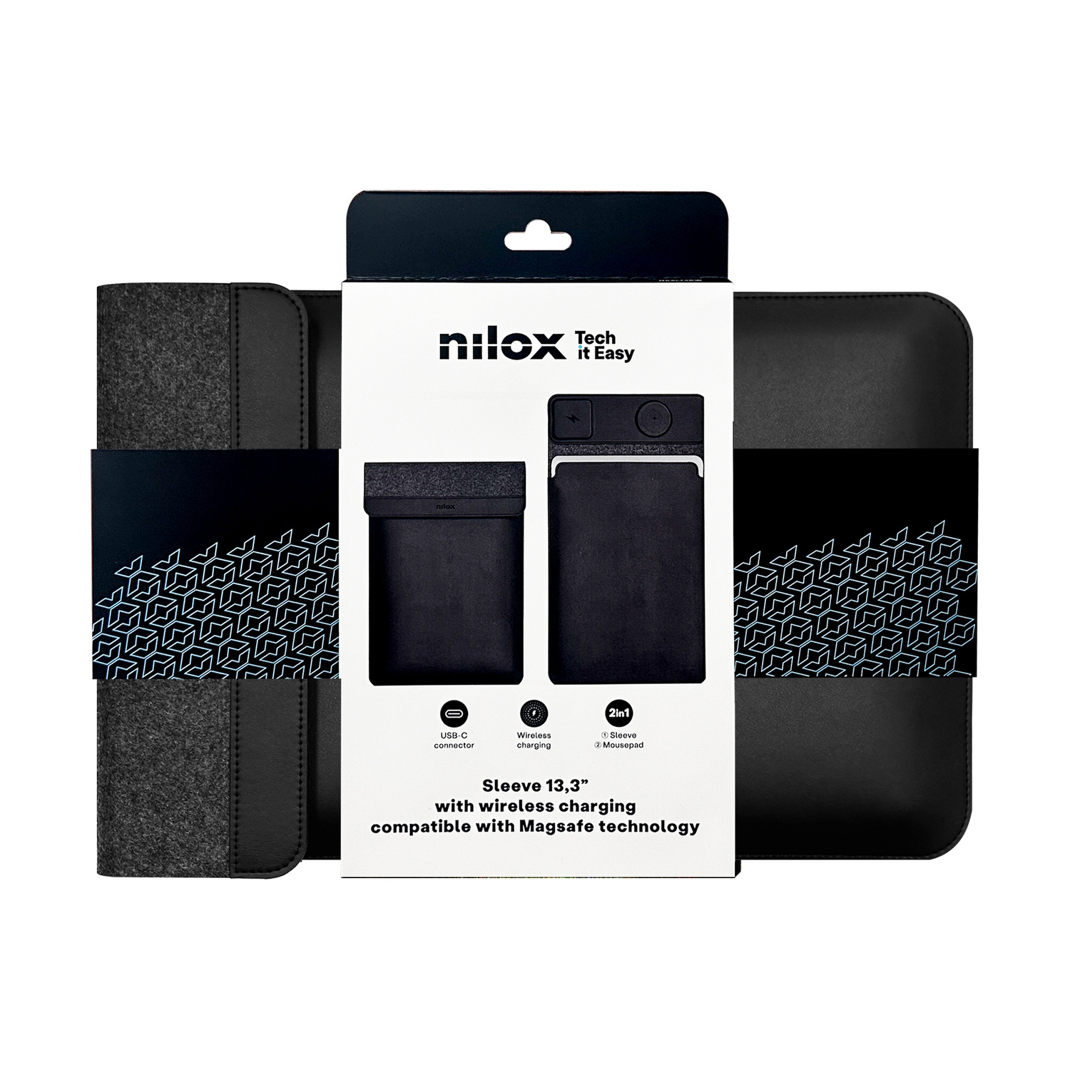 Una custodia Nilox per dispositivi da 13,3 pollici con ricarica wireless e Magsafe.