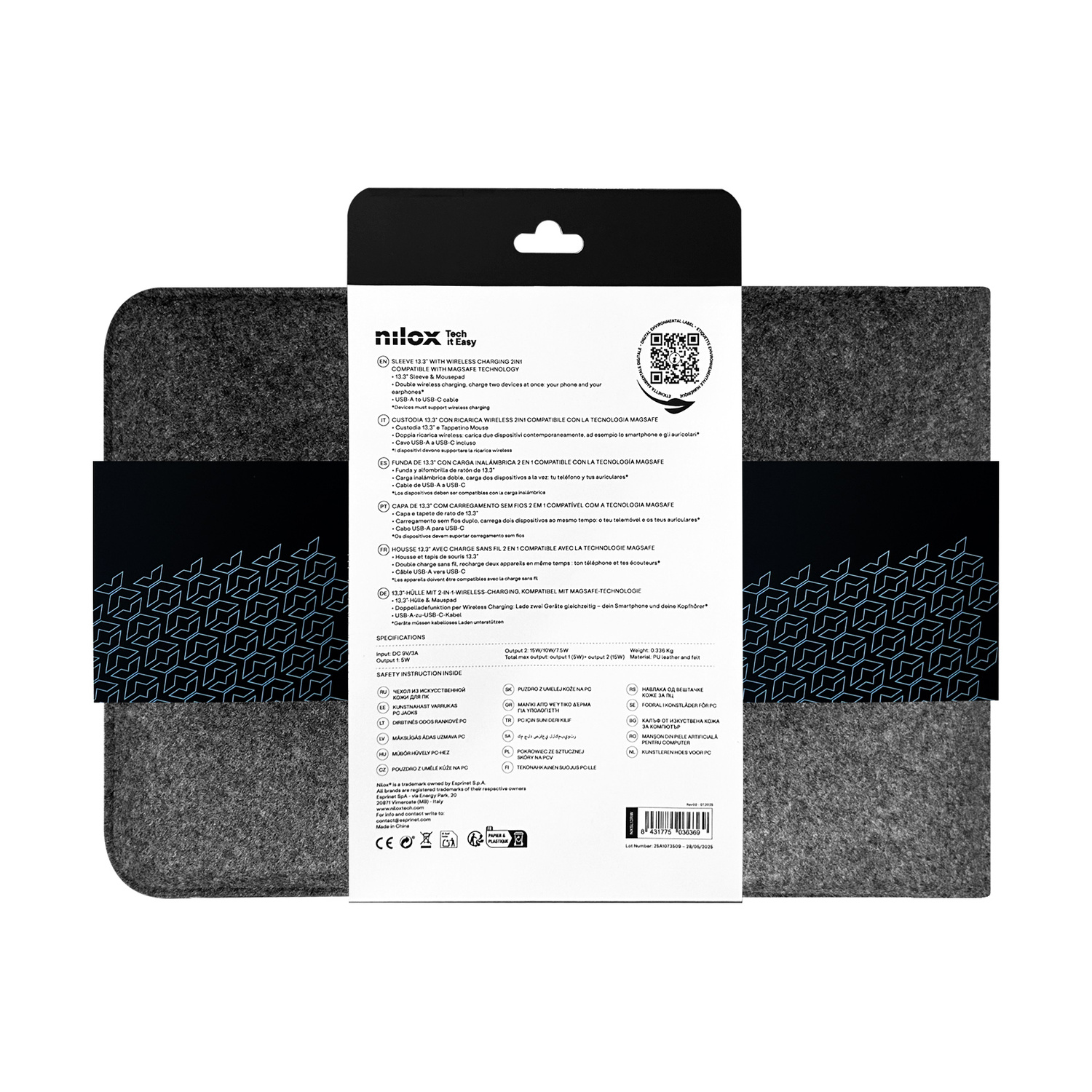 Custodia da 13,3 pollici con ricarica wireless 2 in 1, compatibile MagSafe.