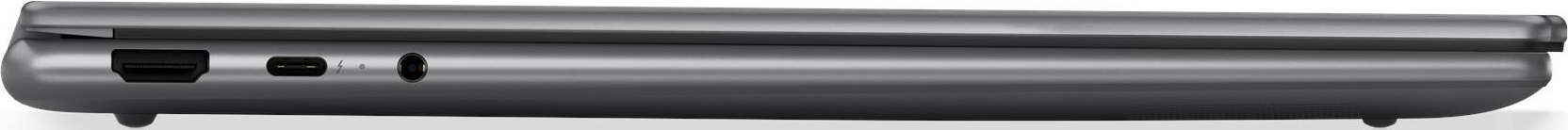 Grauer Laptop-Anschlussbereich mit HDMI, USB-C und Audiobuchse.